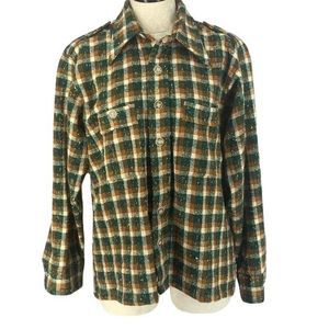 Montgomery‎ Ward put together  Green Plaid Tweed large Jacket 1980s